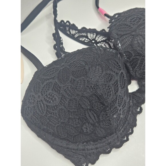Pink By Victorias Secret Lace Push-Up Size 32DD Black Front Clasp NWT - Picture 4 of 9